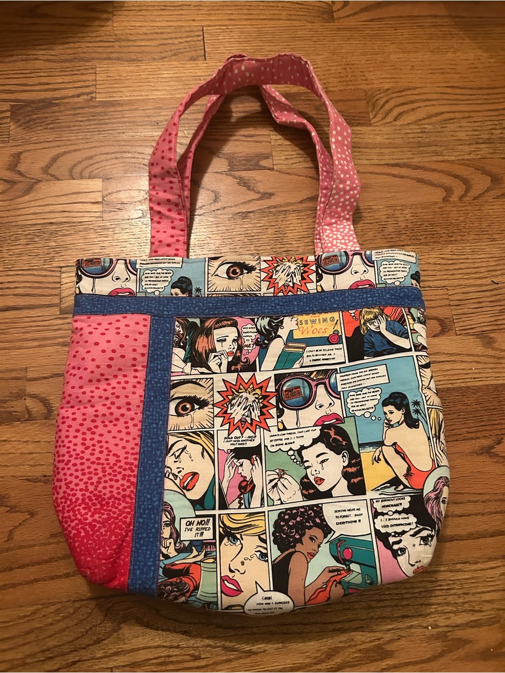 Pink & Blue Cartoon Patterned Y2K/Early 2000s/Early 00s Inspired Shoulder Bag